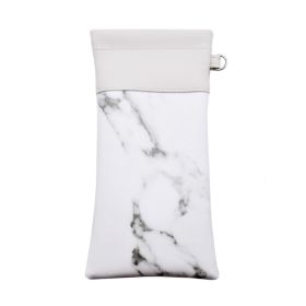 Squeeze Top Eyeglass Pouch Portable Marble Pattern Sunglass Goggles Case; White