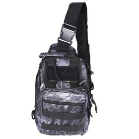 Unisex Sling Shoulder Bag Molle Outdoor Daypack Backpack with Adjustable Strap (Color: Python)