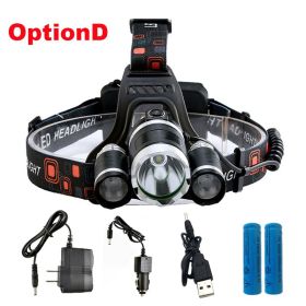 ZK20 LED Headlamp High Lumens 4 Modes 18650 Rechargeable Battery Flashlight Waterproof Outdoor Lighting Camping Fishing (Body Color: T6 2R5, Emitting Color: Option D)