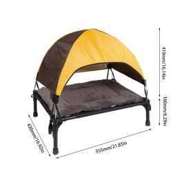 Outdoor Elevated Dog Bed Foldable Raised Pet Cot With Removable Canopy Shade Tent Breathable Dog Bed Carrying Bag For Camping (Color: B)