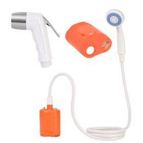 Portable Shower Rechargeable Camping Showers Pumps Portable Showers With Hose And Sprayer For Dogs Cats Cleaning Car Washing (Color: Orange)